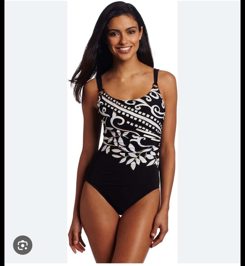 Miraclesuit Black and White Gold Hamden underwire swimsuit One-Piece Swimsuit Si